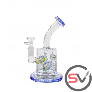 BENT NECK RICK AND MORTY WATER PIPE 7inch